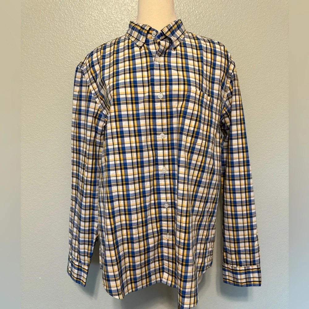 J. Crew Men's‎ Checkered Shirt in Blue and Yellow